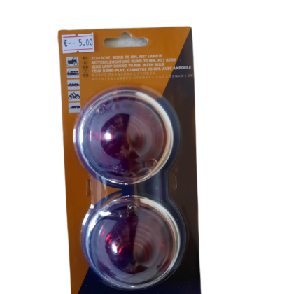 Breedtelamp / Positielamp / Zijlamp rond 2 stuks met verchroomde ring rood