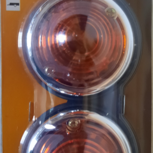 Breedtelamp / Positielamp / Zijlamp rond 2 stuks met verchroomde ring oranje