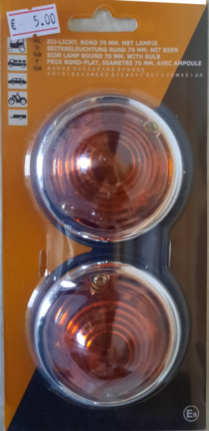 Breedtelamp / Positielamp / Zijlamp rond 2 stuks met verchroomde ring oranje
