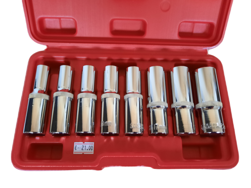 Verleng doppenset 8-delig lang 1/2" metrisch