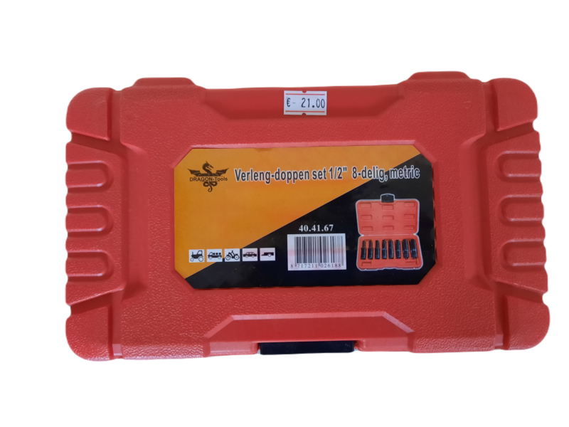 Verleng doppenset 8-delig lang 1/2" metrisch - Afbeelding 2