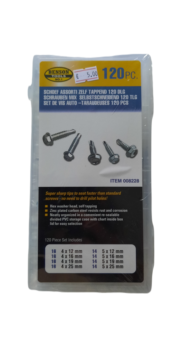Zelf tappende schroef set / boorschroeven / zelftappers assortiment 120-delig