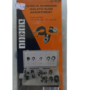 Rubberen isolatie-klem / p-clip / leidingklem assortiment 18-delig