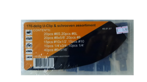 170-delige U-clip + schroeven / speednuts + parkers assortiment