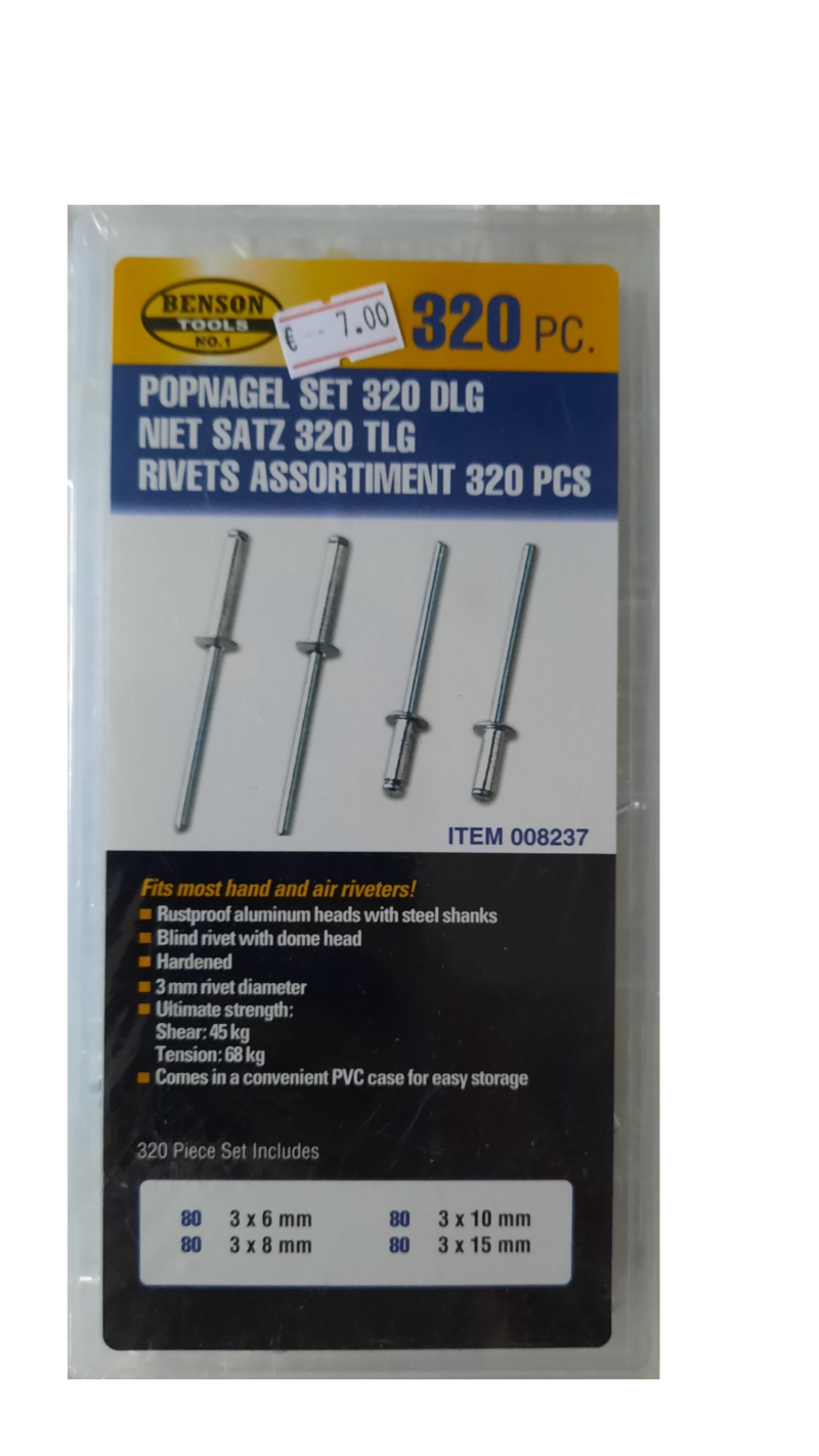 Popnagel / blindklinknagel set 320-delig