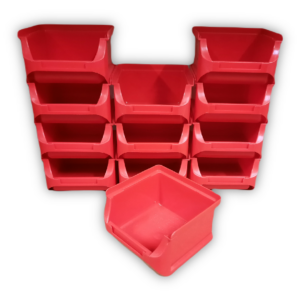 12 Stuks Magazijnbak klein 102x100x60mm Rood