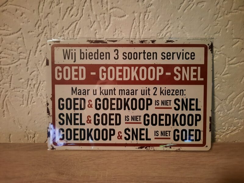 3 soorten service goed-goedkoop-snel