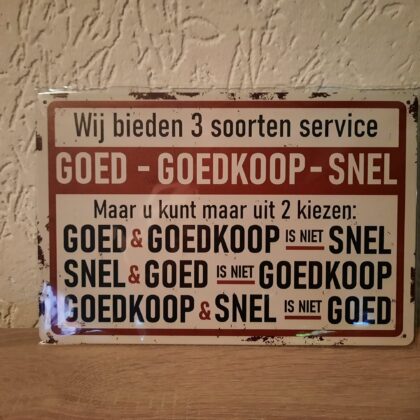3 soorten service goed-goedkoop-snel