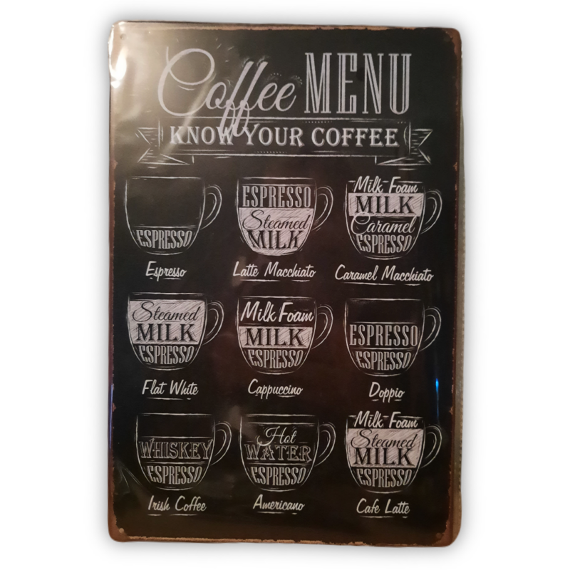 Coffee menu
