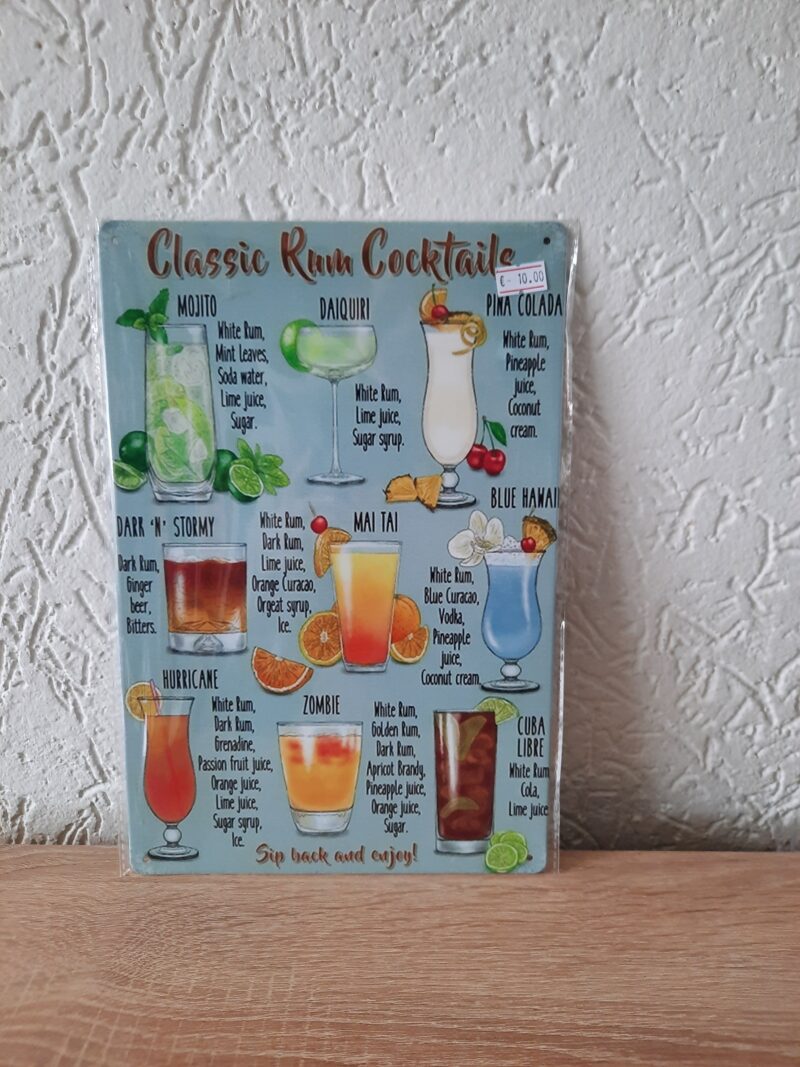 Cocktail menu