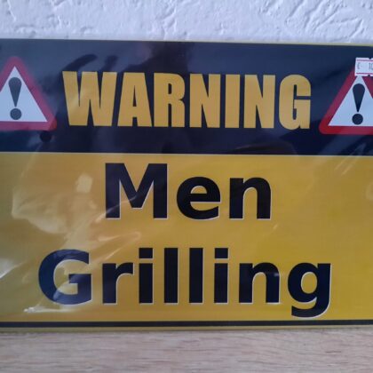 Warning! Men grilling