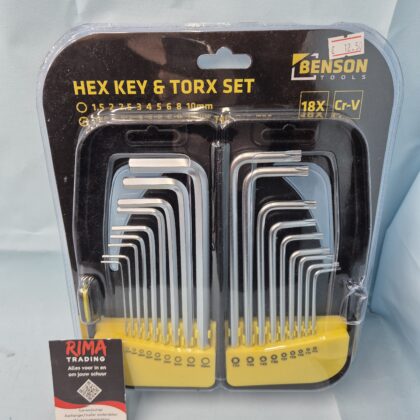 Torx en inbussleutel set 18 delig