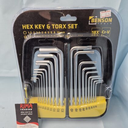 Torx en inbussleutel set 18 delig